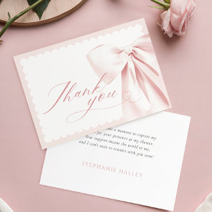 Cute Pink Bow Baby Shower Thank You Card