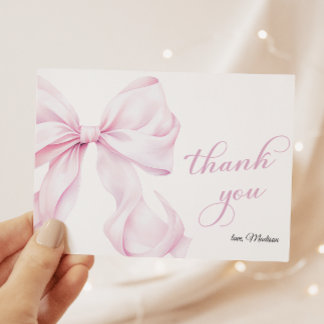 Cute Pink Bow Baby Shower Thank You Card