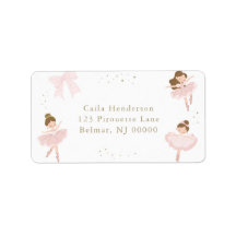 Cute Pink Bow Ballerina Birthday Return Address