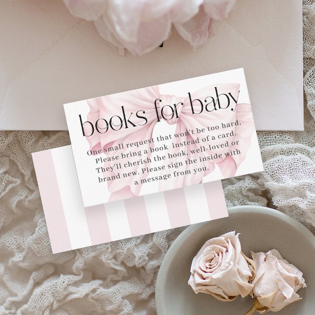 Cute Pink Bow Books for Baby Enclosure Card (Creator Uploaded)