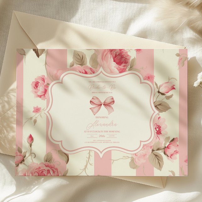 Cute Pink Bow Bridal Shower Invitation (Creator Uploaded)