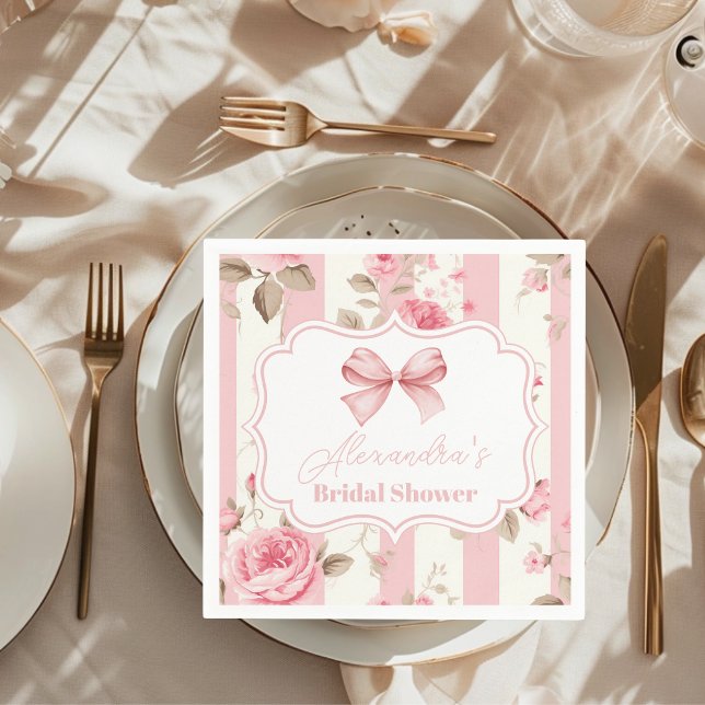 Cute Pink Bow Bridal Shower Napkin (Creator Uploaded)