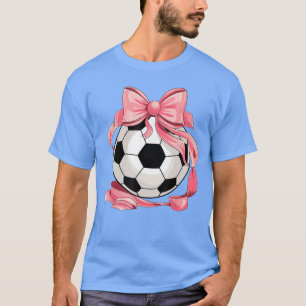 Cute Pink Bow Coquette Ball Soccer Girl Aesthetic T-Shirt