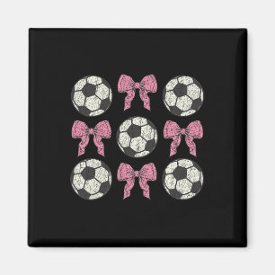 Cute Pink Bow Coquette Ball Soccer Girls Aesthetic Magnet