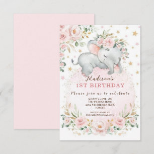 Cute Pink Bow Coquette first birthday Invitation