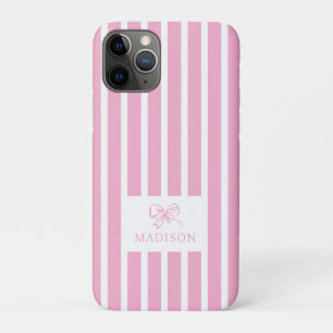 Cute Pink Bow Coquette Preppy Custom Name iPhone 11 Pro Case