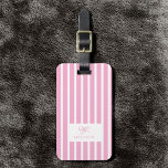 Cute Pink Bow Coquette Preppy Custom Name Luggage Tag<br><div class="desc">Dress your luggage up in preppy pink stripes and a dainty bow! Add your name for a coquette-core look that’s cute,  girly,  and totally on trend. Perfect for glam vibes on the go!</div>