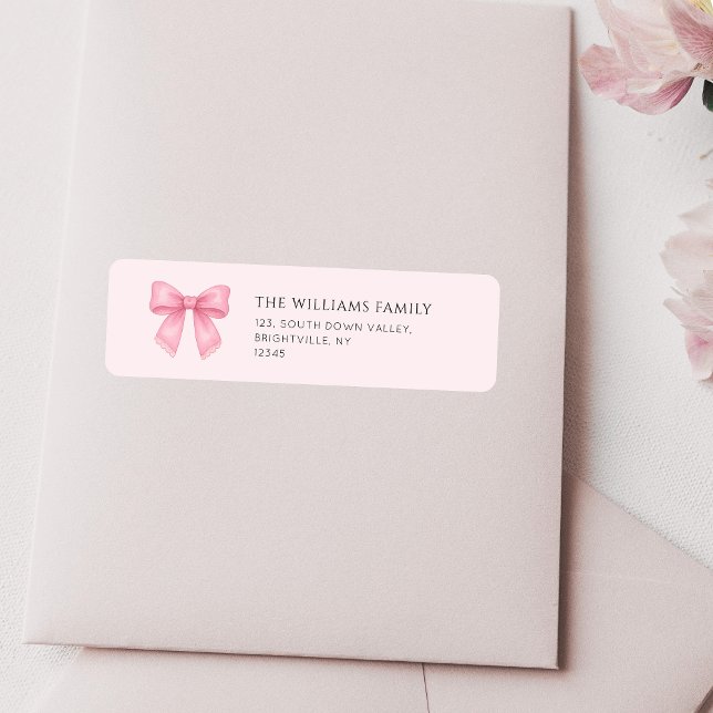 Cute Pink Bow Coquette return address  (Cute Pink Bow Coquette return address Label)