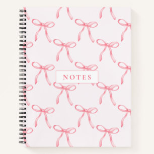 Cute Pink Bow Custom Name Spiral Notebook