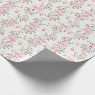Cute Pink Bow Floral Coquette  Wrapping Paper