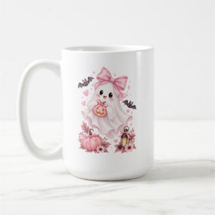 Cute Pink Bow Ghost Halloween Coffee Mug