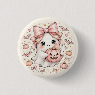 Cute Pink Bow Ghost Halloween Pumpkin Party ] 3 Cm Round Badge
