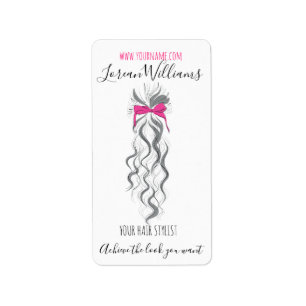 Cute Pink Bow Grey and White Braider Hair Styling  Label