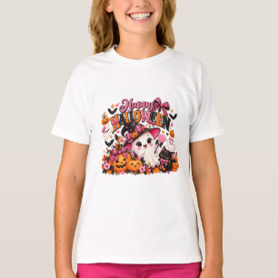 Cute Pink Bow Halloween Ghost Sticker Kawaii Wit T-Shirt