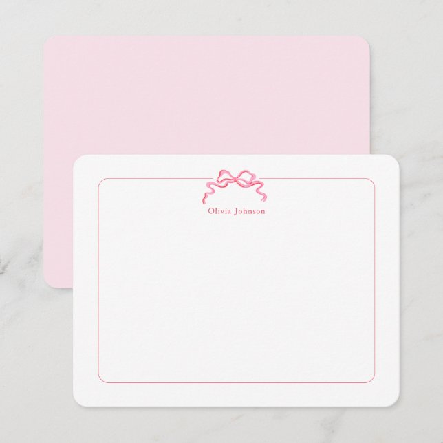 Cute pink bow Kids  Thank You Card (Front/Back)