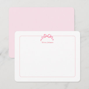 Cute pink bow Kids Thank You Card