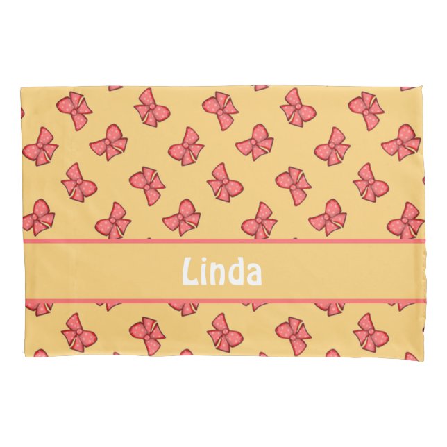 Cute pink bow knot pattern pillowcase (Front)