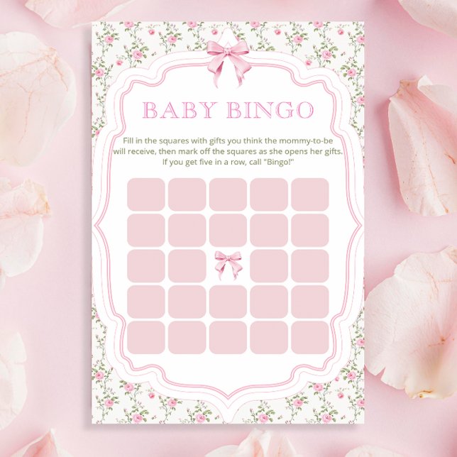 Cute Pink Bow Love Shack Baby Shower Bingo Game (Creator Uploaded)