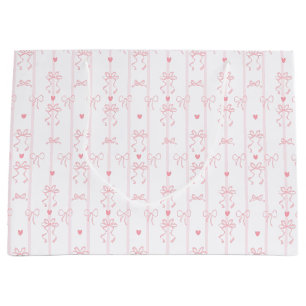 Cute Pink Bow Pattern   Coquette Aesthetic Large Gift Bag