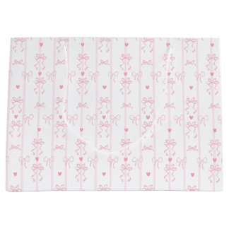 Cute Pink Bow Pattern | Coquette Aesthetic Large Gift Bag