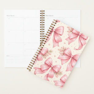 Cute Pink Bow Pattern – Coquette Aesthetic Pastel  Planner