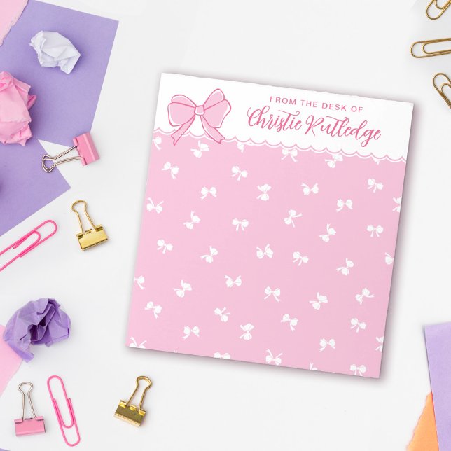 Cute Pink Bow Pattern From the Desk of Name Notepad (Creator Uploaded)