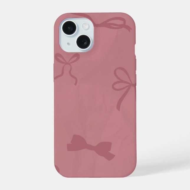 cute pink bow pattern iphone 15 case (Back)