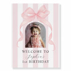 Cute Pink Bow Photo Child's Birthday Welcome