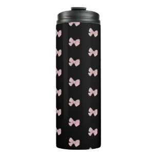 Cute Pink Bow printed black  Thermal Tumbler