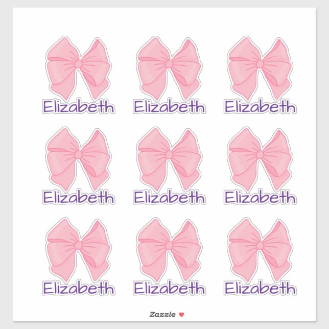 Cute Pink Bow Purple Girl's Name (Sheet)
