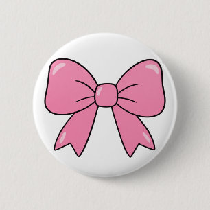 Cute Pink Bow Ribbon Design – Girly Kawaii Bow 6 Cm Round Badge