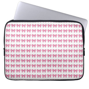 Cute Pink Bow Ribbon Design – Girly Kawaii Bow Laptop Sleeve