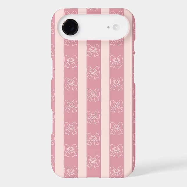 Cute Pink Bow Stripe Pattern – Girly Aesthetic (Back)