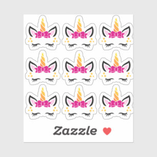 Cute Pink Bow Unicorn Stickers