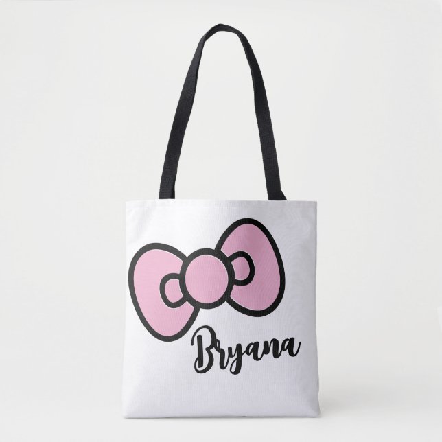 Cute Pink Bow Whimsical  Tote Bag (Front)