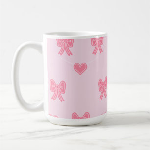 Cute Pink Bows and Hearts Coque Coffee Mug