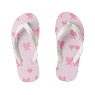  Cute Pink Bows and Hearts Coque Kid's Flip Flops