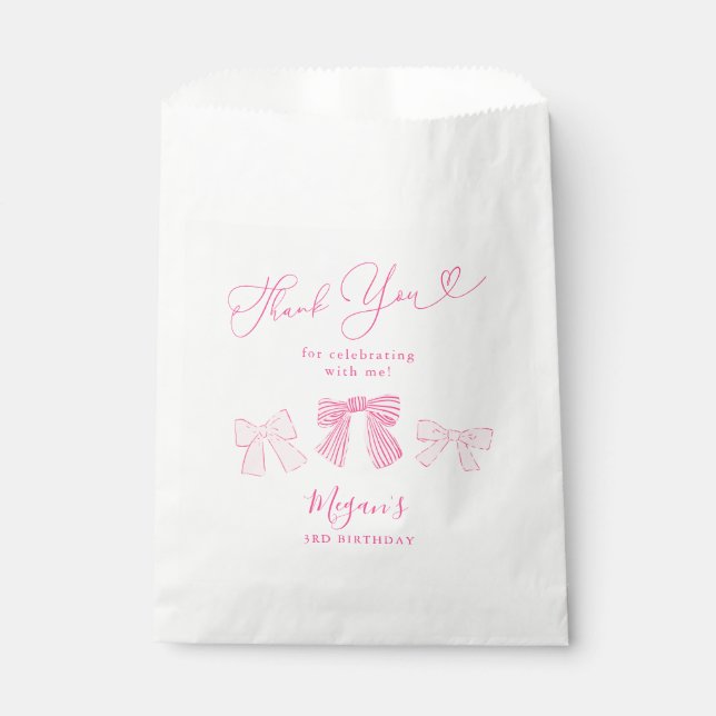 Cute Pink Bows Birthday Party Favour Bags (Front)