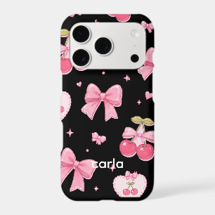 Cute Pink Bows & Cherries Phone Case Kawaii Coqu