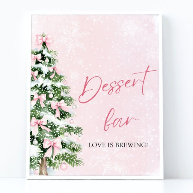 Cute Pink Bows Christmas Tree Dessert Bar Sign (Cute Pink Bows Christmas Tree Dessert Bar Sign)