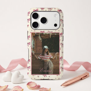 Cute Pink Bows Hearts Coquette Custom Name & Photo