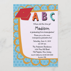 CUTE Pink Boys Kindergarten Graduation Invitation