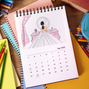 cute pink bridal calendar