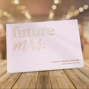 Cute Pink Bridal Shower Rose Gold Foil Guest Book