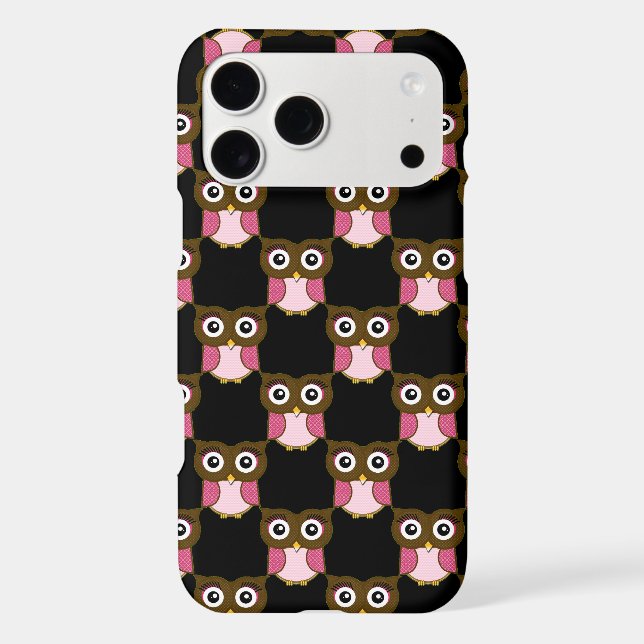 Cute Pink & Brown Owl Pattern Choose Colour (Back)