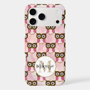 Cute Pink & Brown Owl Pattern Choose Colour