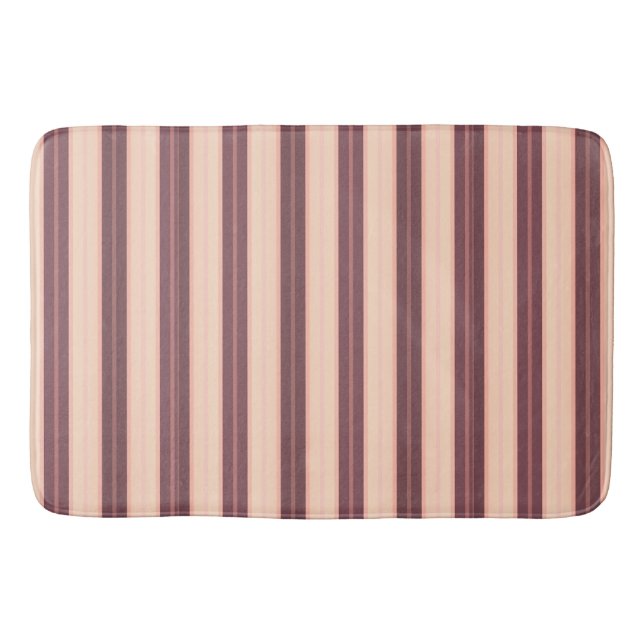 Cute pink brown stripes bath mat (Front)