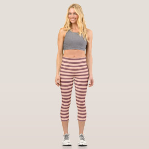 Cute pink brown stripes capri leggings