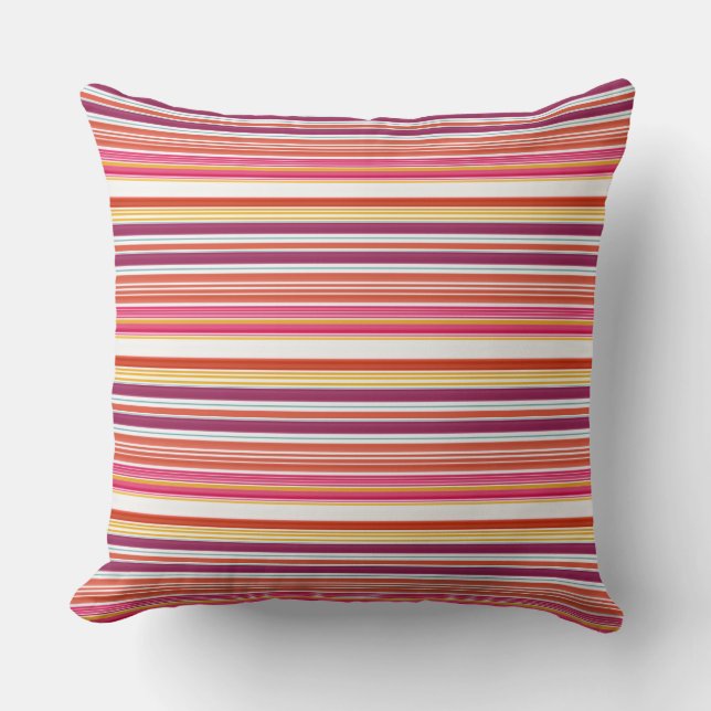 Cute pink brown stripes cushion (Front)