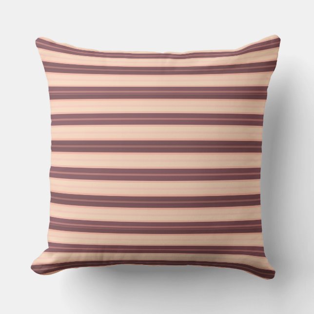 Cute pink brown stripes cushion (Front)